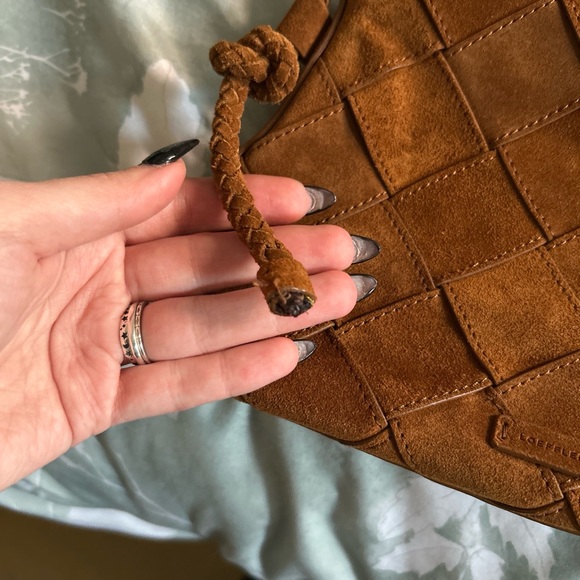 Loeffler Randall Mallory Cognac Woven Suede Crossbody Bag - Picture 4 of 6